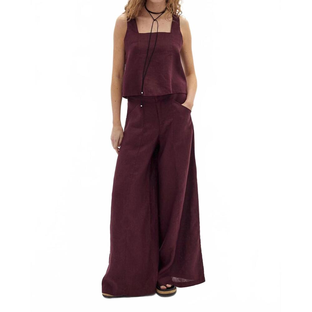 NEW LANTHROPY vincent linen pants in deep merlot